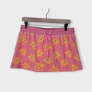 NEW Highrack Studios Pink Daisy Print Cotton Skirt Drawstring Women's Med